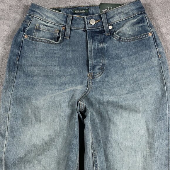 Wild Fable Jeans Womens Sz 0 Light Wash Super High Rise Slim Straight Distressed - Picture 2 of 14